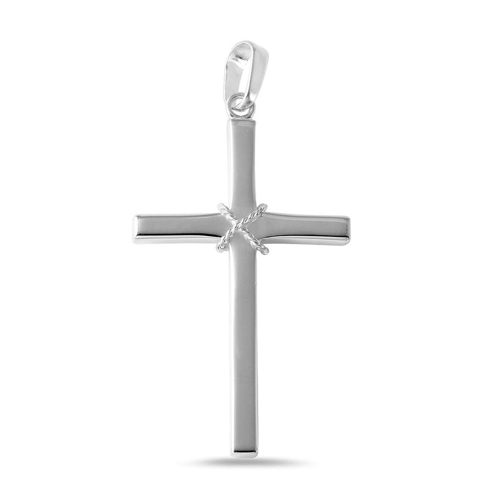 .925 Sterling Silver High Polished Small Cross Pendant With Wire Center