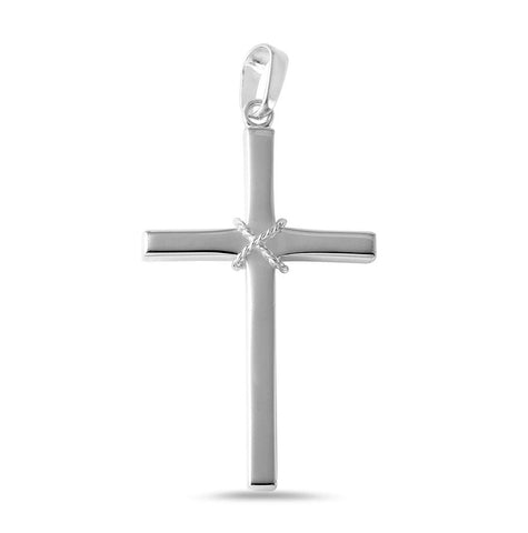 .925 Sterling Silver High Polished Small Cross Pendant With Wire Center