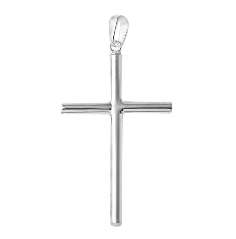 .925 Sterling Silver High Polished Plain Cross Pendant