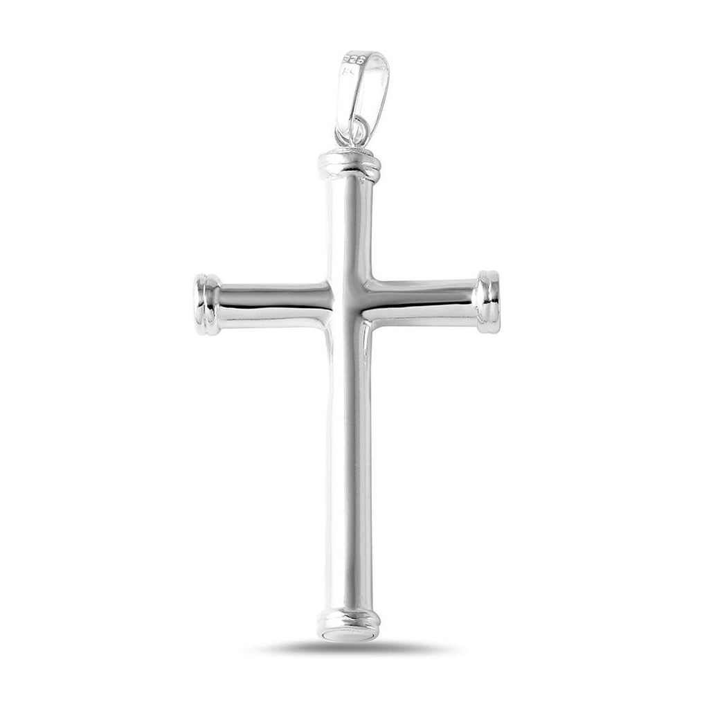 .925 Sterling Silver High Polished Cross Pendant With Border