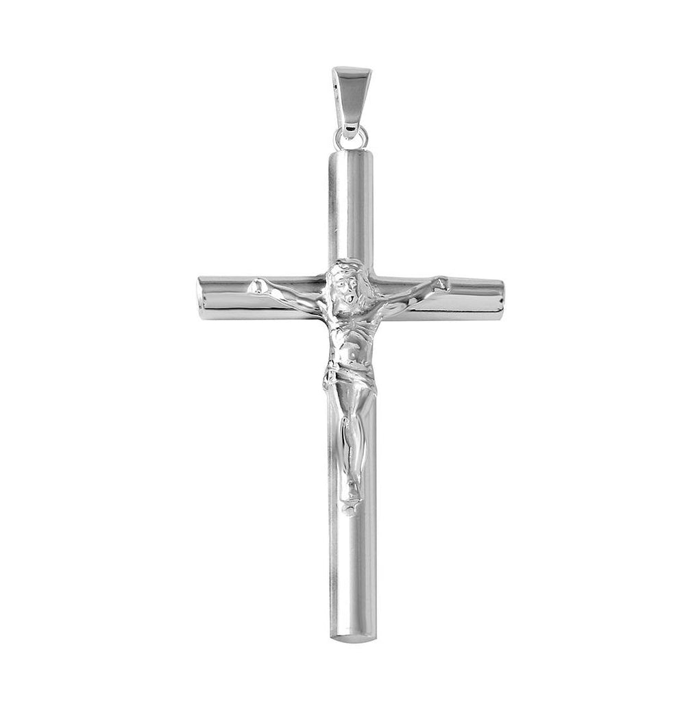 .925 Sterling Silver Cylinder High Polished Small Cross Pendant