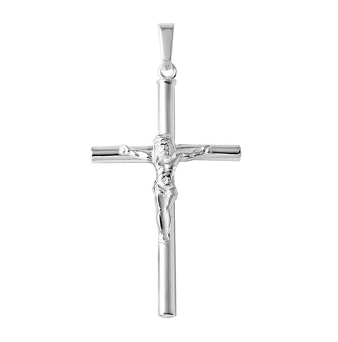 .925 Sterling Silver High Polished Cylinder Cross Pendant