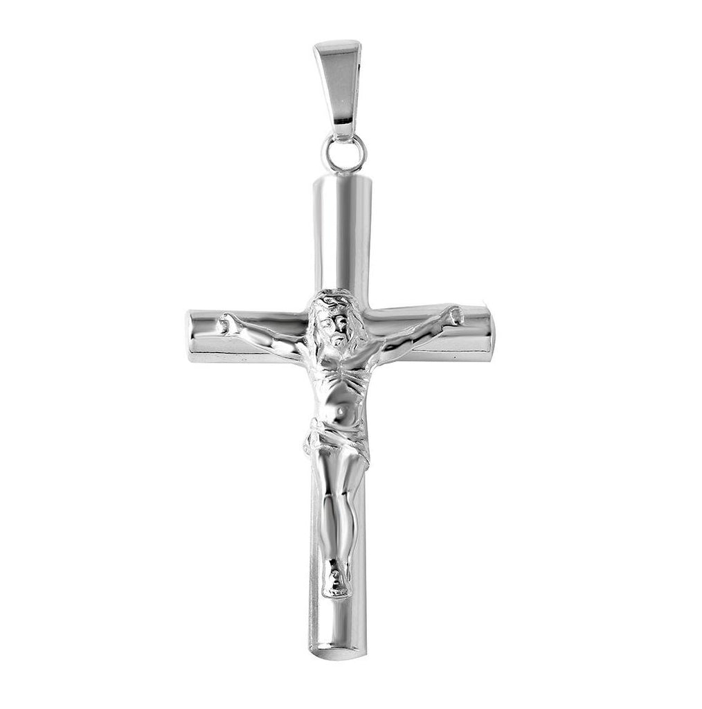 .925 Sterling Silver High Polished Small Cylinder Cross Pendant