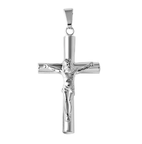 .925 Sterling Silver High Polished Small Cylinder Cross Pendant