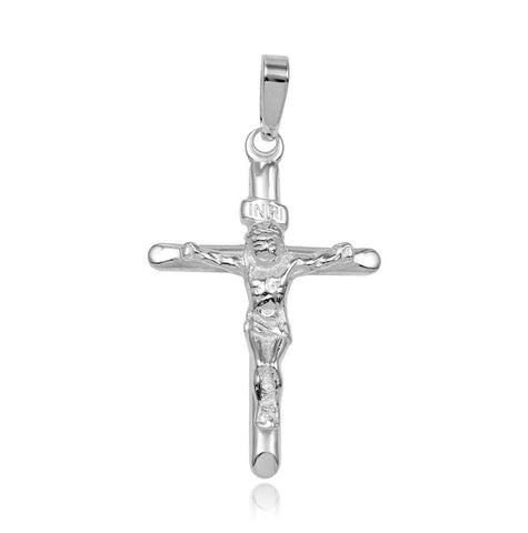 .925 Sterling Silver High Polished Crucifix Pendant