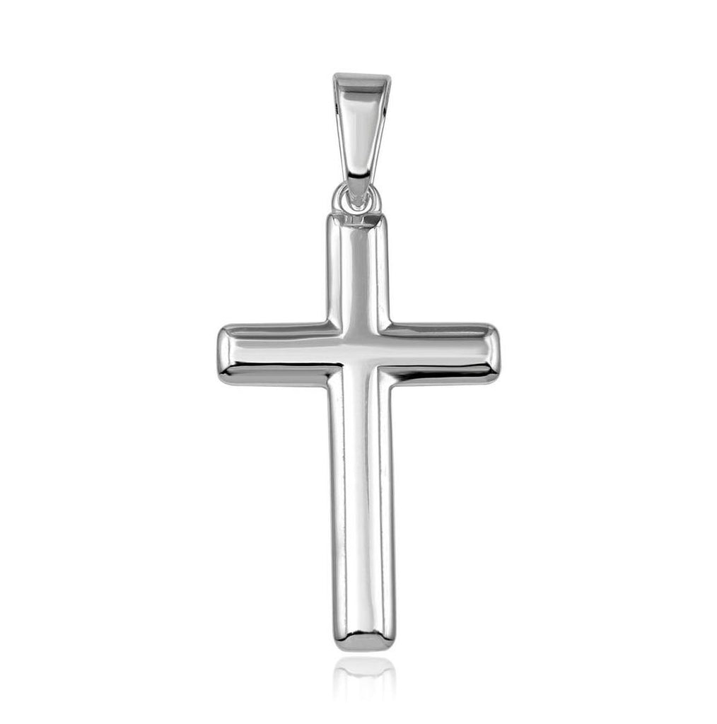 .925 Sterling Silver High Polished Plain Cross Pendant