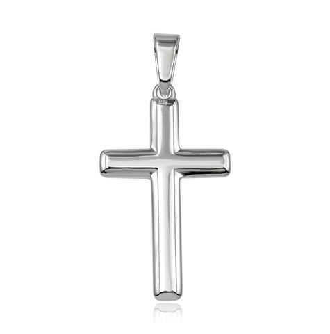 .925 Sterling Silver High Polished Plain Cross Pendant