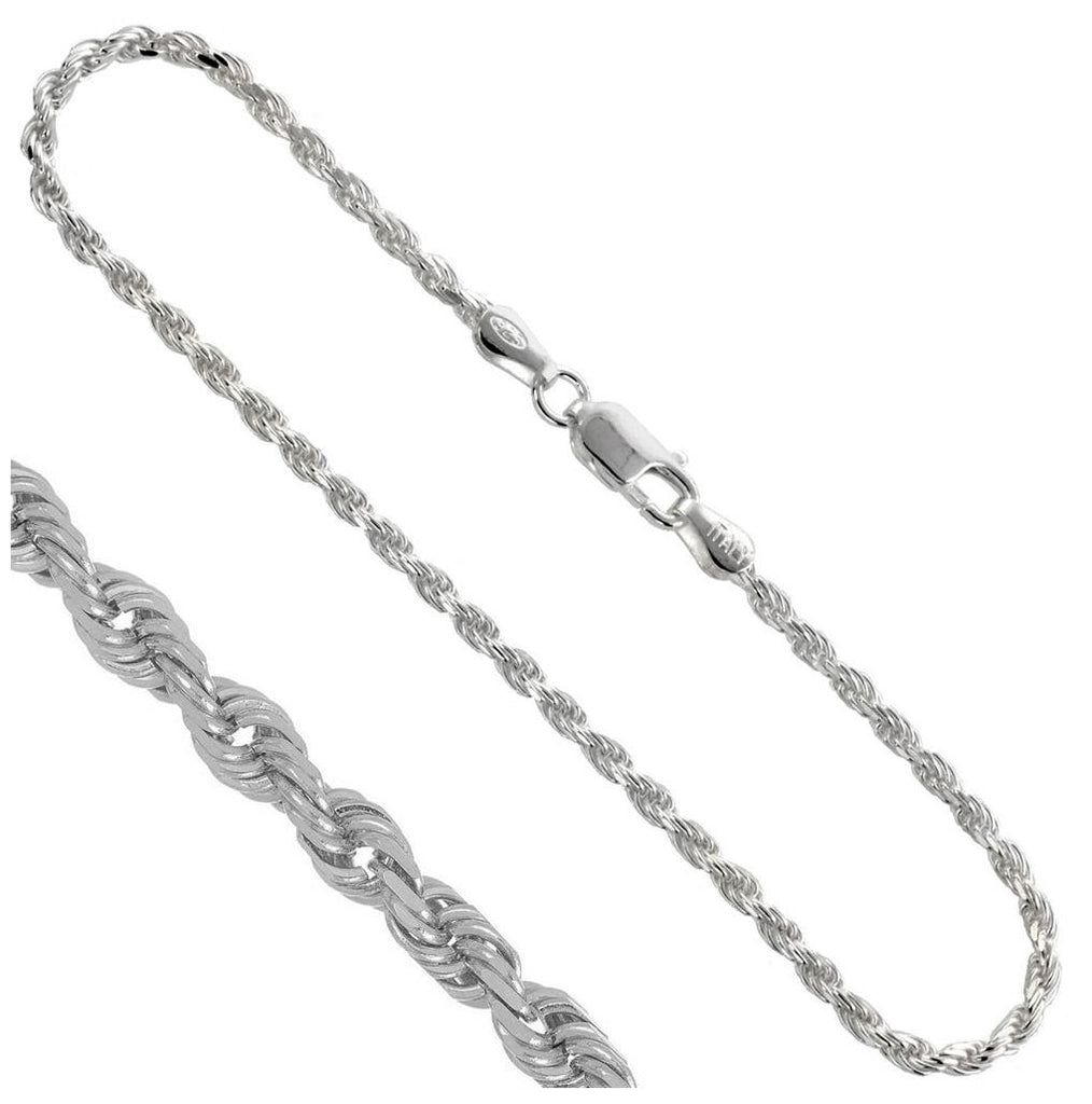 .925 Sterling Silver 1.6mm Rope Chain, <b>size: 16</b>