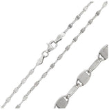 .925 Sterling Silver Rhodium Plated Alternating Lock Oval Confetti Chain 2.5mm, <b>size: 16</b>