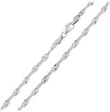 .925 Sterling Silver Rhodium Plated Star Diamond Cut Confetti Chain 3.3mm, <b>size: 16</b>