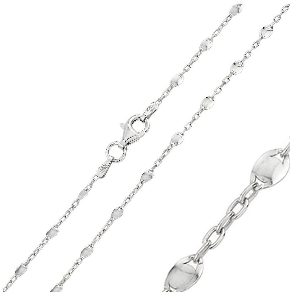 .925 Sterling Silver Rhodium Plated Twisted Disc Link Chains 030, <b>size: 16</b>