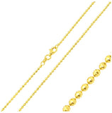 .925 Sterling Silver Gold Plated Horizontal Diamond Cut Bead Chain 1.8mm, <b>size: 16</b>