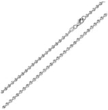 .925 Sterling Silver Rhodium Plated Wave Design Diamond Cut Bead Chains 2mm, <b>size: 16</b>