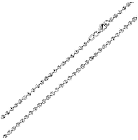 .925 Sterling Silver Rhodium Plated Wave Design Diamond Cut Bead Chains 2mm, <b>size: 16</b>