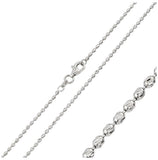 .925 Sterling Silver Rhodium Plated Slash Diamond Cut Design Bead Chain 1.9mm, <b>size: 16</b>