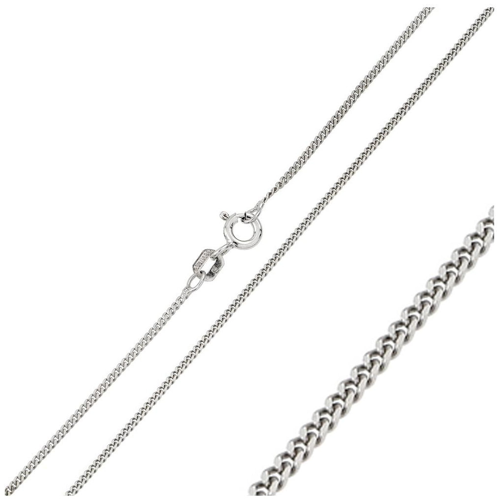 .925 Sterling Silver Rhodium Plated Curb Chain 1.2mm, <b>size: 16</b>