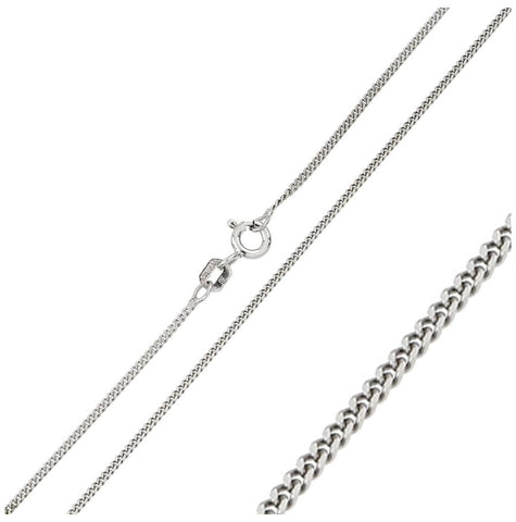 .925 Sterling Silver Rhodium Plated Curb Chain 1.2mm, <b>size: 16</b>