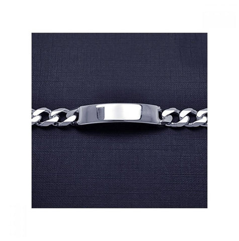 .925 Sterling Silver Curb Id Bracelet, <b>size: 8</b>