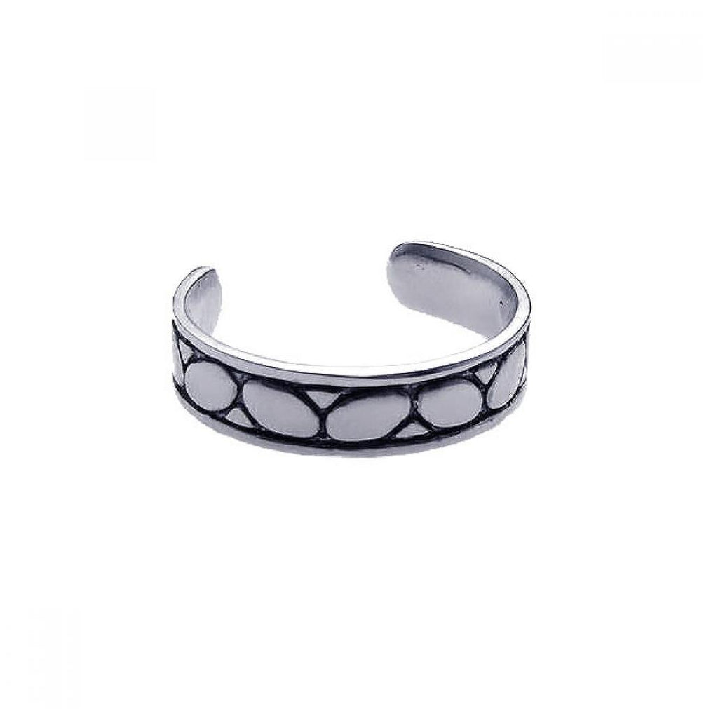 .925 Sterling Silver Rhodium Plated Rock Toe Ring