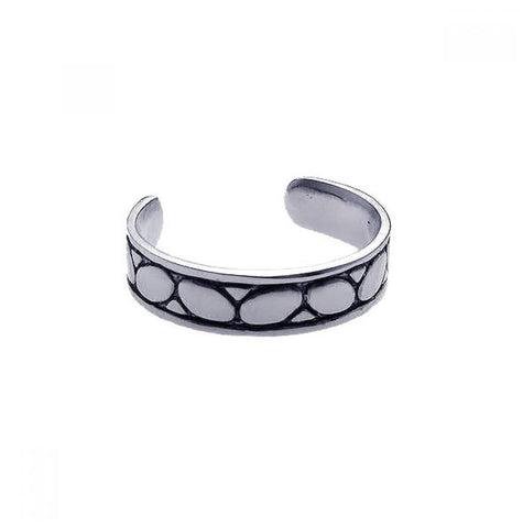 .925 Sterling Silver Rhodium Plated Rock Toe Ring