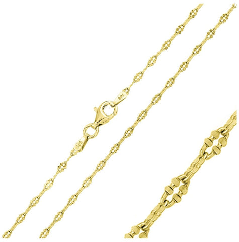 .925 Sterling Silver Gold Plated Diamond Cut Oval Link Chain, <b>size: 16</b>