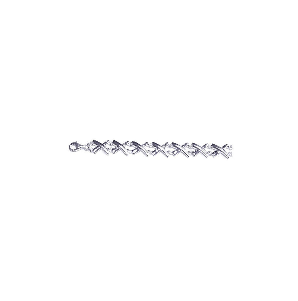 .925 Sterling Silver Rhodium Plated X Bracelet