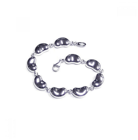 .925 Sterling Silver Rhodium Plated Multiple Bean Wire Bracelet