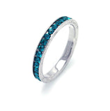 .925 Sterling Silver Rhodium Plated December Blue Cz Eternity Band Ring, <b>size: 3</b>