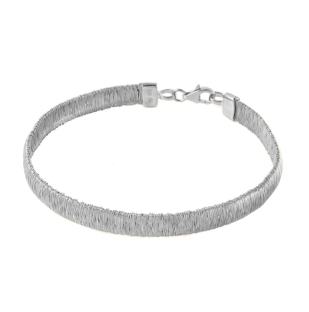 .925 Sterling Silver Rhodium Plated Wheat Thin Itlian Bracelet