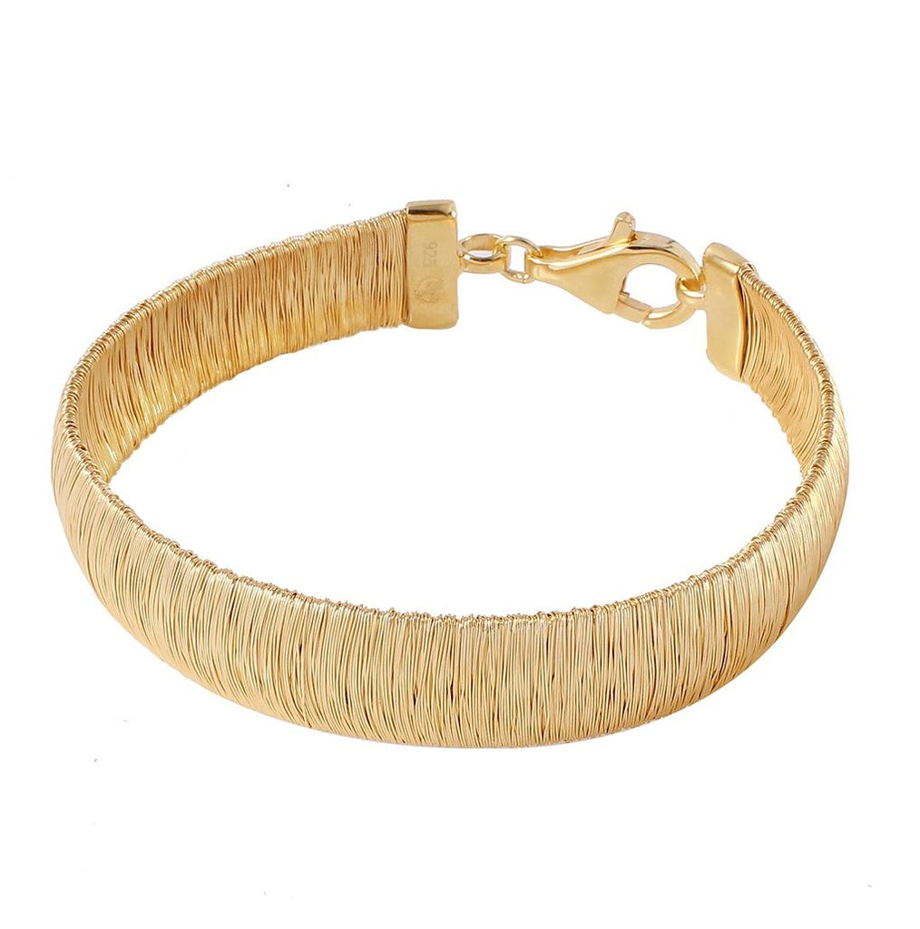 .925 Sterling Silver Gold Plated Wheat Thick Italian Bracelet