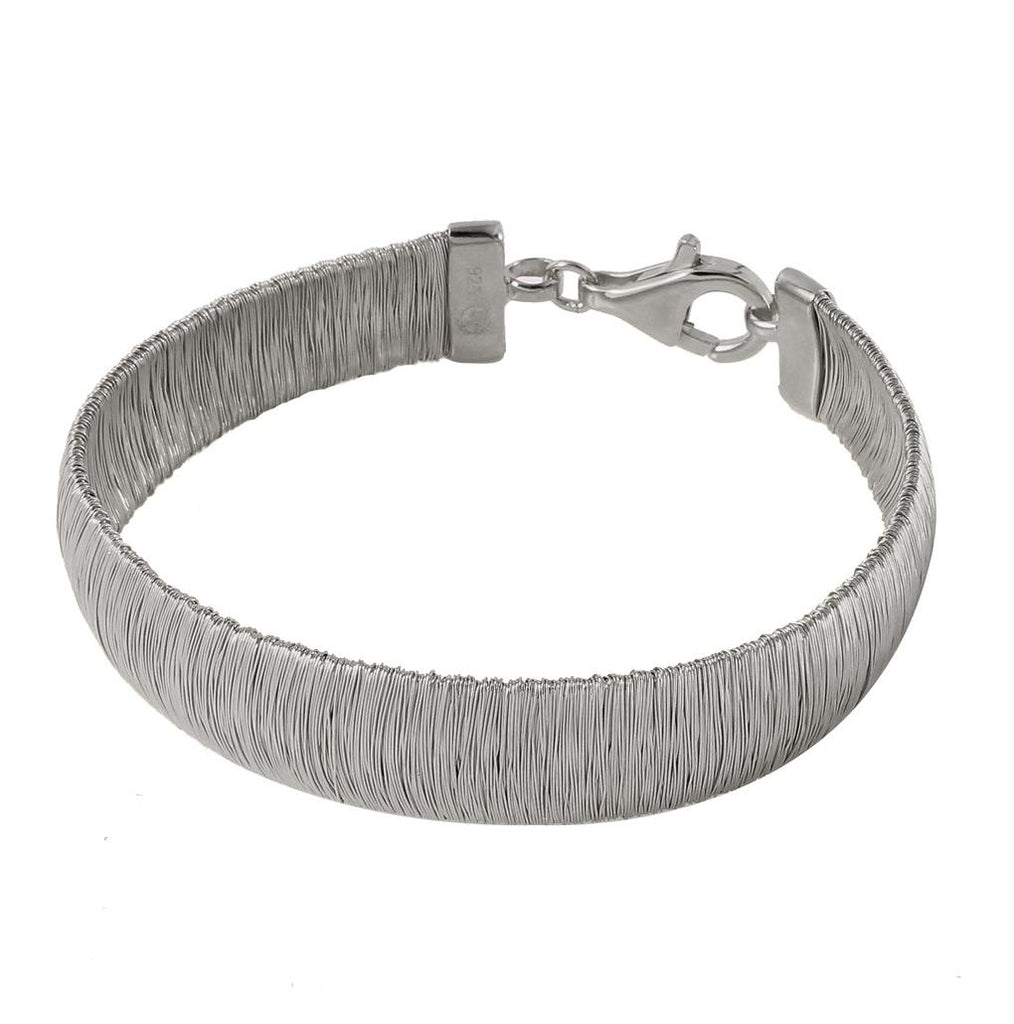 .925 Sterling Silver Rhodium Plated Wheat Thick Italian Bracelet