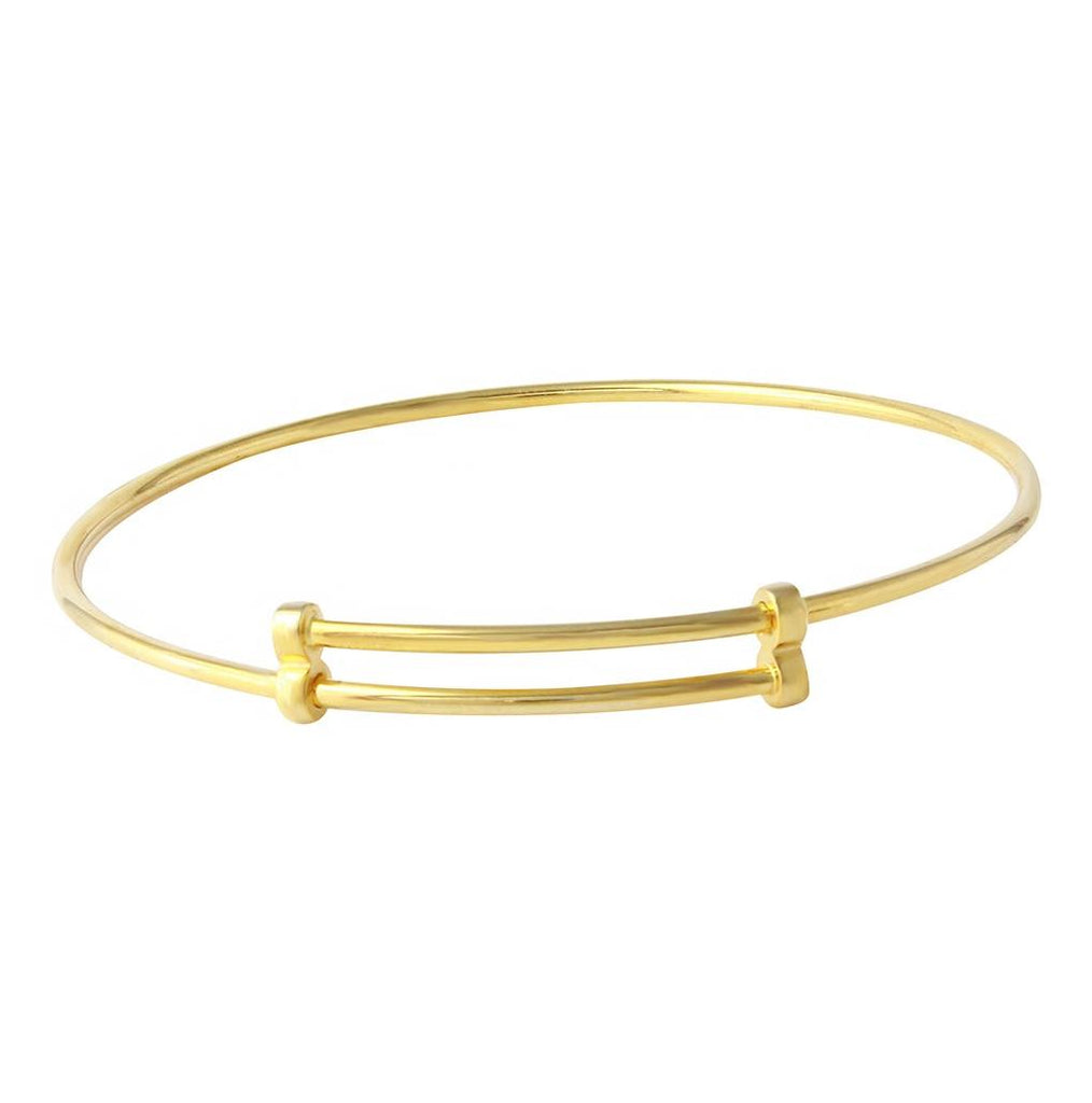 .925 Sterling Silver Gold Plated Adjustable Bangle Bracelet