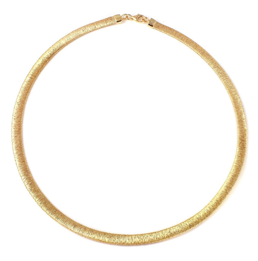 .925 Sterling Silver Gold Plated Wheat Texture Italian Necklace