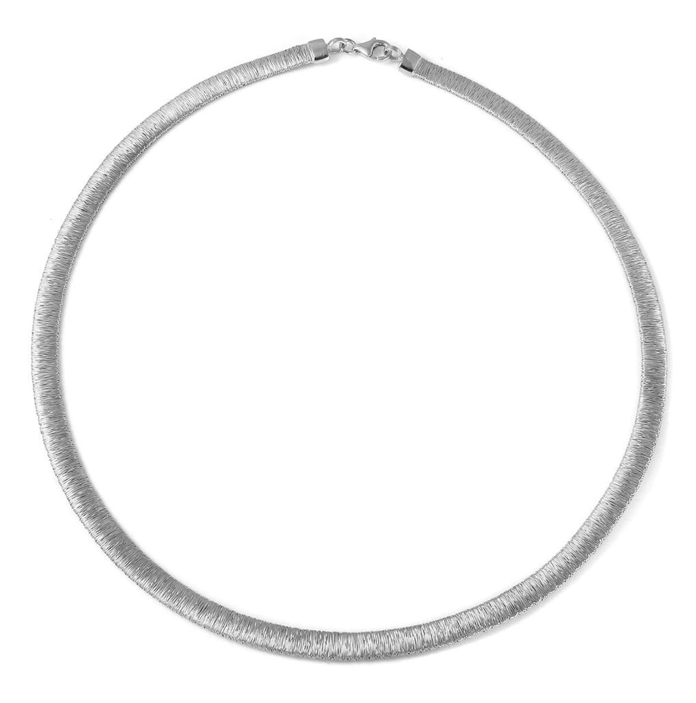 .925 Sterling Silver Rhodium Plated Wheat Texture Italian Necklace