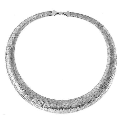 .925 Sterling Silver Rhodium Plated Italian Wicker Weave Texture Necklace