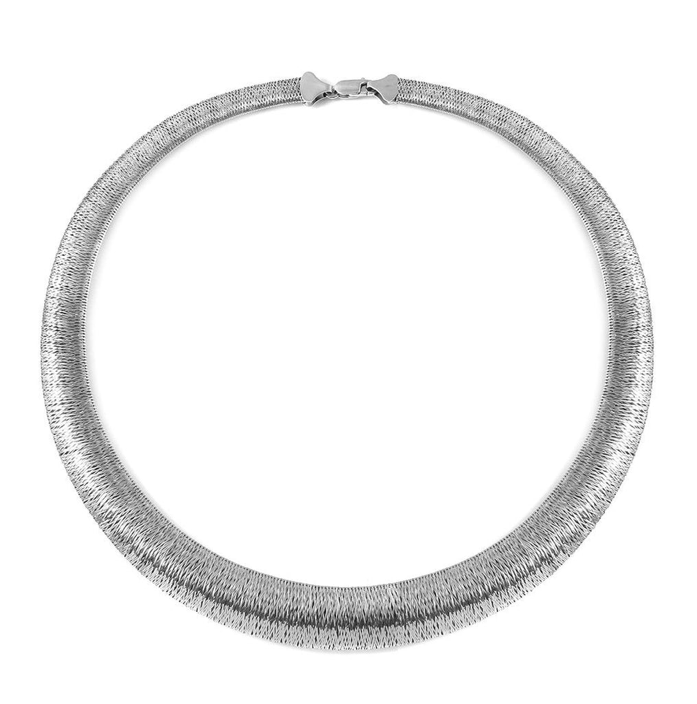 .925 Sterling Silver Rhodium Plated Wicker Weave Texture Italian Necklace