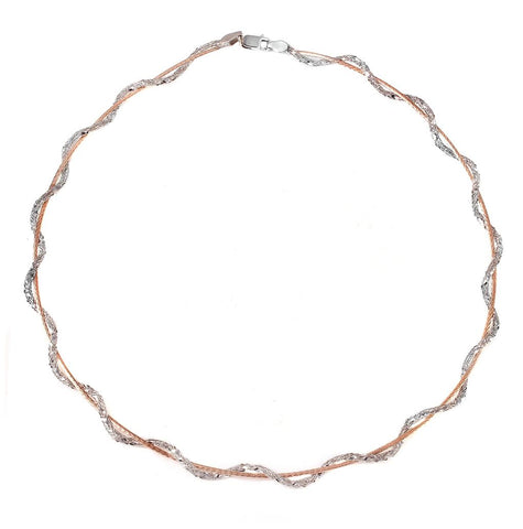 .925 Sterling Silver Rose Gold Plated Snake Wrap Entangling Necklace