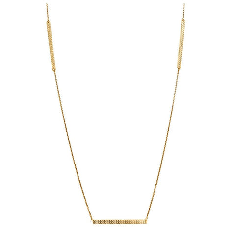 .925 Sterling Silver Gold Plated Diamond Cut Bars Necklace