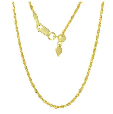 .925 Sterling Silver Gold Plated Adjustable Rope Chain