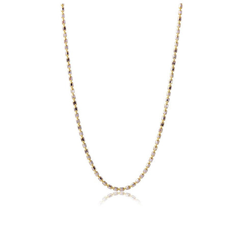 .925 Sterling Silver Gold Plated Diamond Cut Oval Bead Chain Link, <b>size: 16</b>