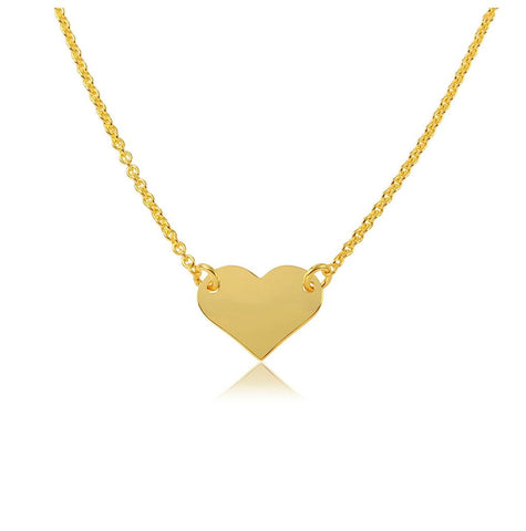 .925 Sterling Silver Gold Plated High Polished Heart Necklace