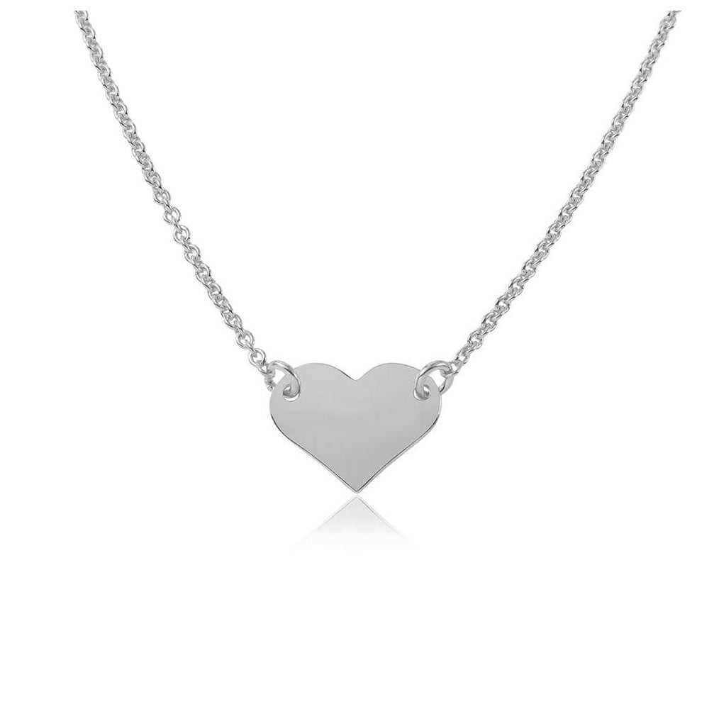 .925 Sterling Silver Rhodium Plated High Polished Heart Necklace