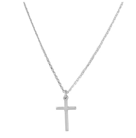 .925 Sterling Silver Rhodium Plated Cross Pendant With Chain