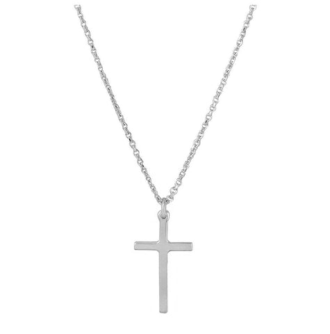 .925 Sterling Silver Rhodium Plated Cross Pendant With Chain