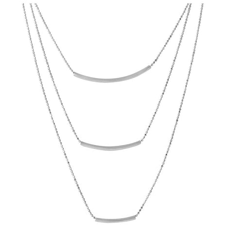 .925 Sterling Silver Rhodium Plated 3 Bar Necklace