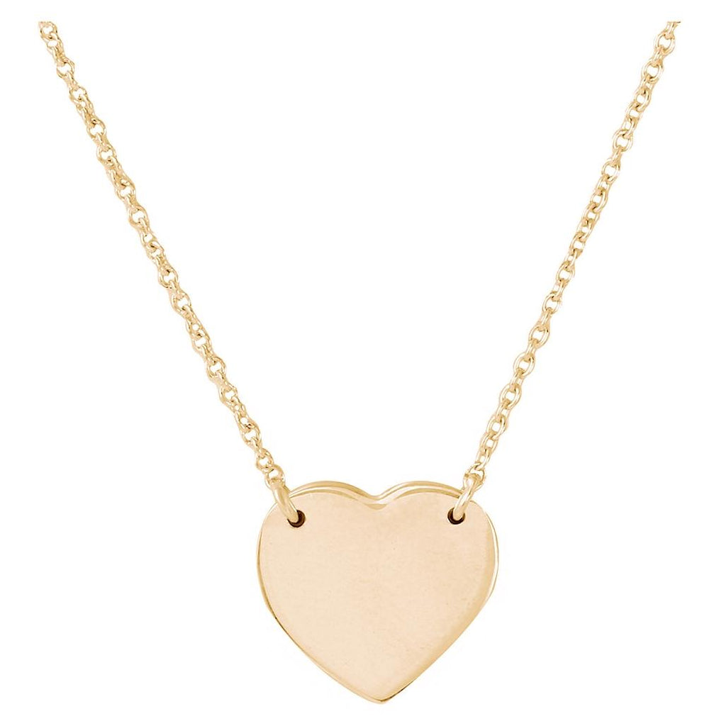 .925 Sterling Silver Gold Plated High Polished Heart Necklace