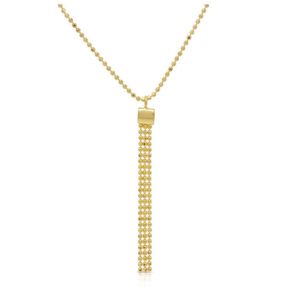 .925 Sterling Silver Gold Plated Dc Bead Chain With Dangling Trio Pendant