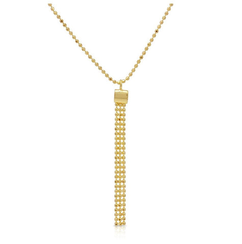 .925 Sterling Silver Gold Plated Dc Bead Chain With Dangling Trio Pendant