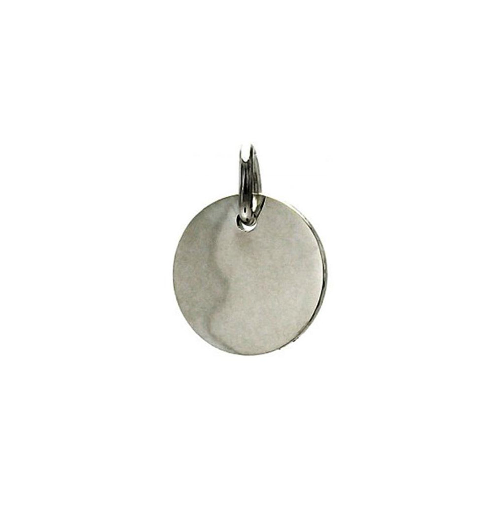 .925 Sterling Silver Rhodium Plated Dangling Engravable Disc Pendant