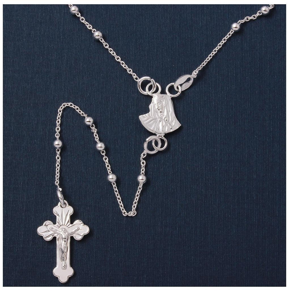 .925 Sterling Silver High Polished Rosary 3mm, <b>size: 18</b>